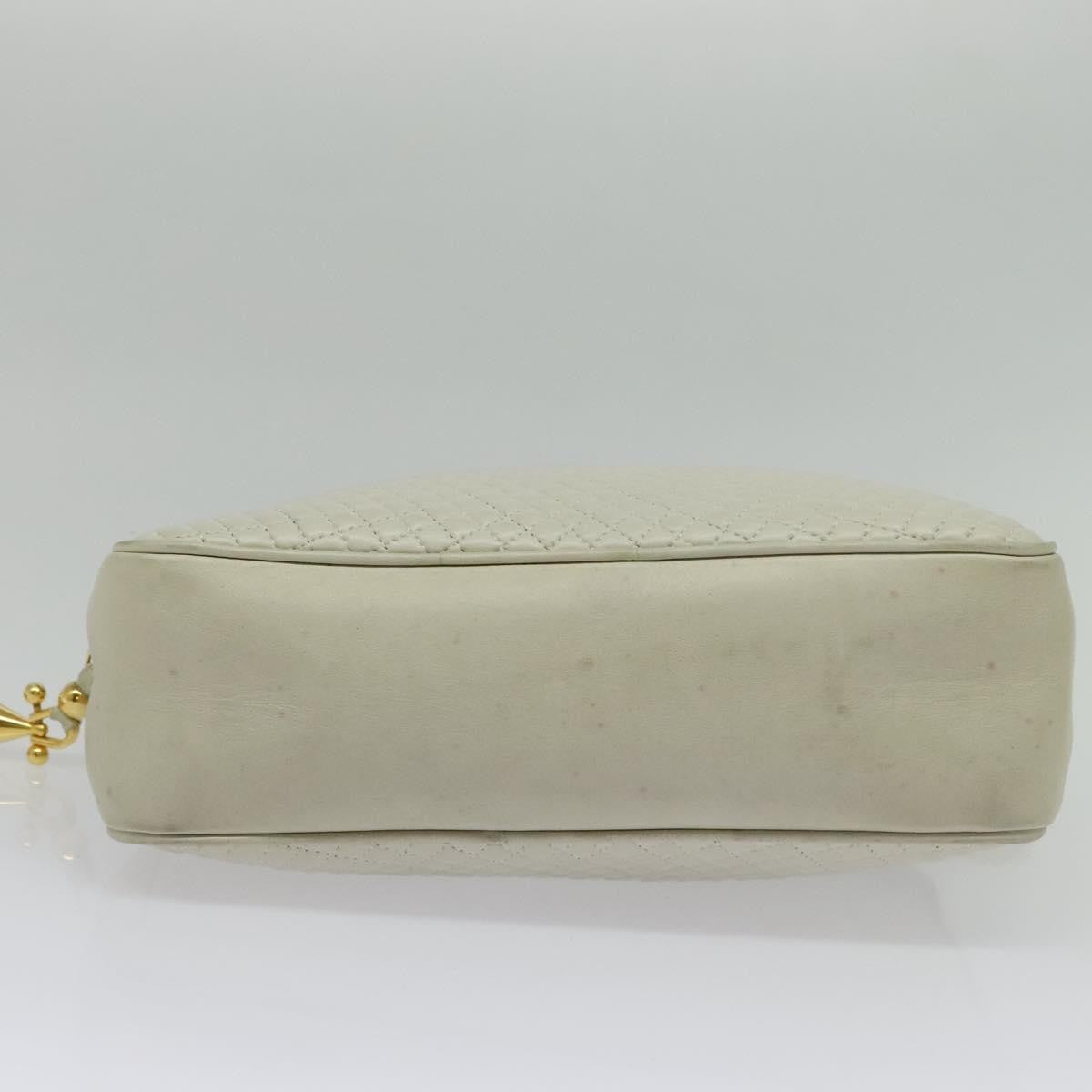 Bally Vintage Chain Shoulder Bag Quilted Leather, Ecru, Leather, Shoulder Bag