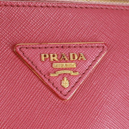 Prada Double Zip Lux Tote Saffiano Leather, Pink, Leather, Handbag