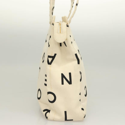 Chanel Vintage Coco Logo Zip Tote Quilted Printed Canvas, WHITE, CANVAS, Tote bag