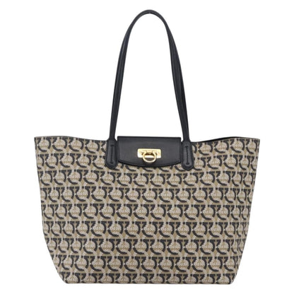 Salvatore Ferragamo Gancini Travel Tote Gancini Jacquard, NAVY, CANVAS, Tote bag