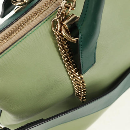 Chloe Bicolor Baylee Satchel Leather, GREEN, LEATHER, Handbag