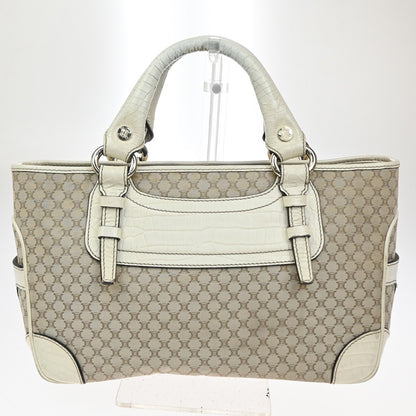 Celine Boogie Satchel Macadam, BEIGE, CANVAS, Tote bag