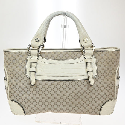 Celine Boogie Satchel Macadam, BEIGE, CANVAS, Tote bag