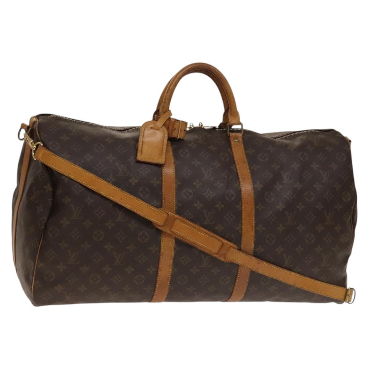 Louis Vuitton Keepall Bandouliere Bag Monogram Canvas, BROWN, CANVAS, Travel bag