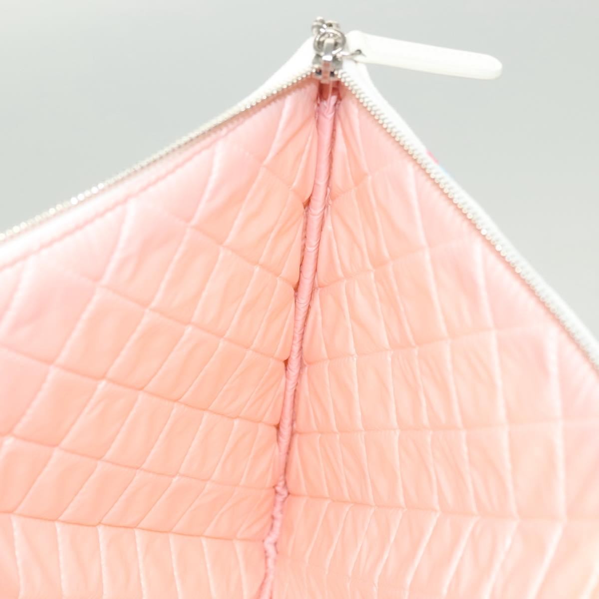 Chanel Coco Cuba Pouch Printed Quilted Canvas, WHITE, CANVAS, Clutche & pouche