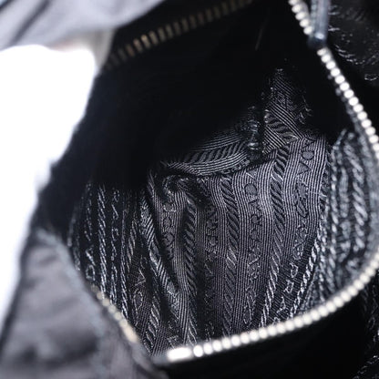 Prada Double Pocket Drawstring Shoulder Bag Tessuto, Black, Nylon, Shoulder Bag