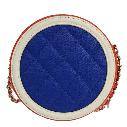 Chanel Filigree Round Coin Purse Quilted Caviar, MULTICOLOUR, LEATHER, Shoulder bag