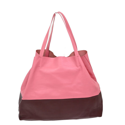 Celine Horizontal Bi-Cabas Tote Leather, PINK, LEATHER, Handbag