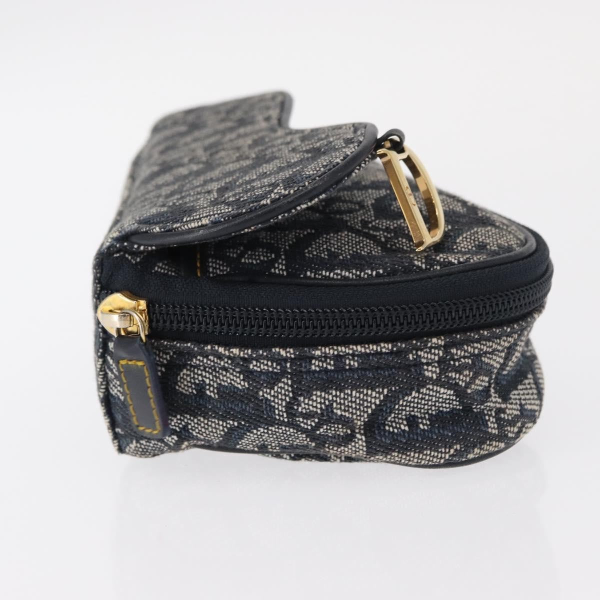 Christian Dior Saddle Zip Pouch Diorissimo Canvas, NAVY, CANVAS, Clutche & pouche