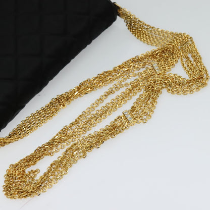 Chanel Chain Shoulder Bag Silk, BLACK, SATIN, Shoulder bag