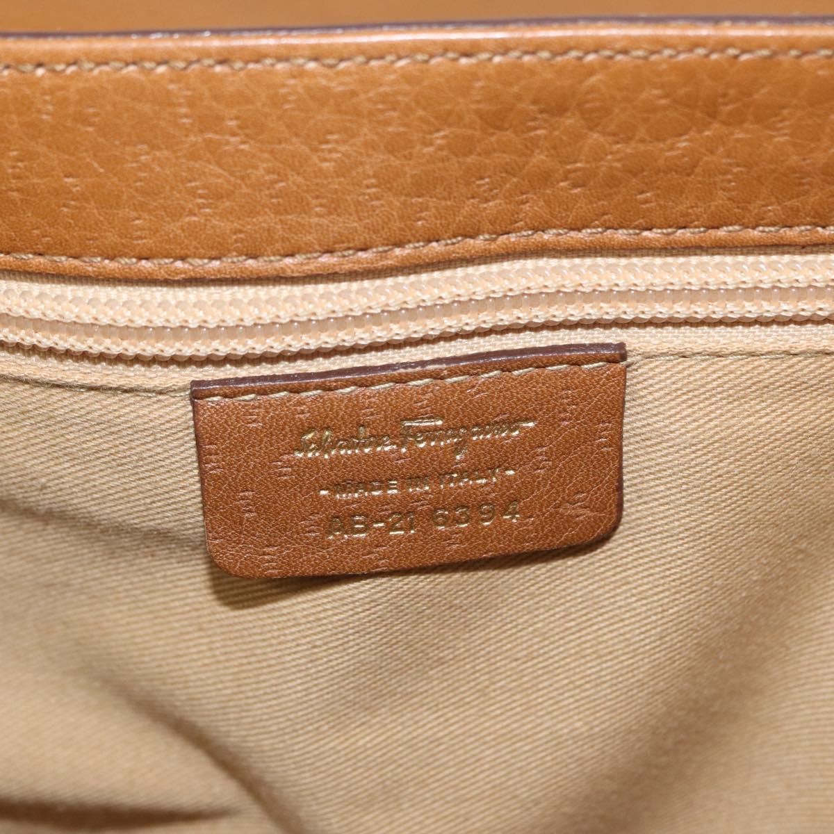 Salvatore Ferragamo Gancini Shoulder Bag Leather, BROWN, LEATHER, Shoulder bag