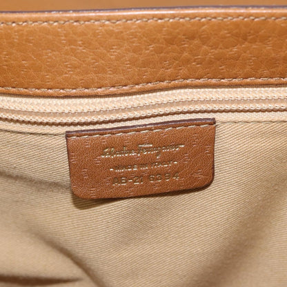 Salvatore Ferragamo Gancini Shoulder Bag Leather, BROWN, LEATHER, Shoulder bag