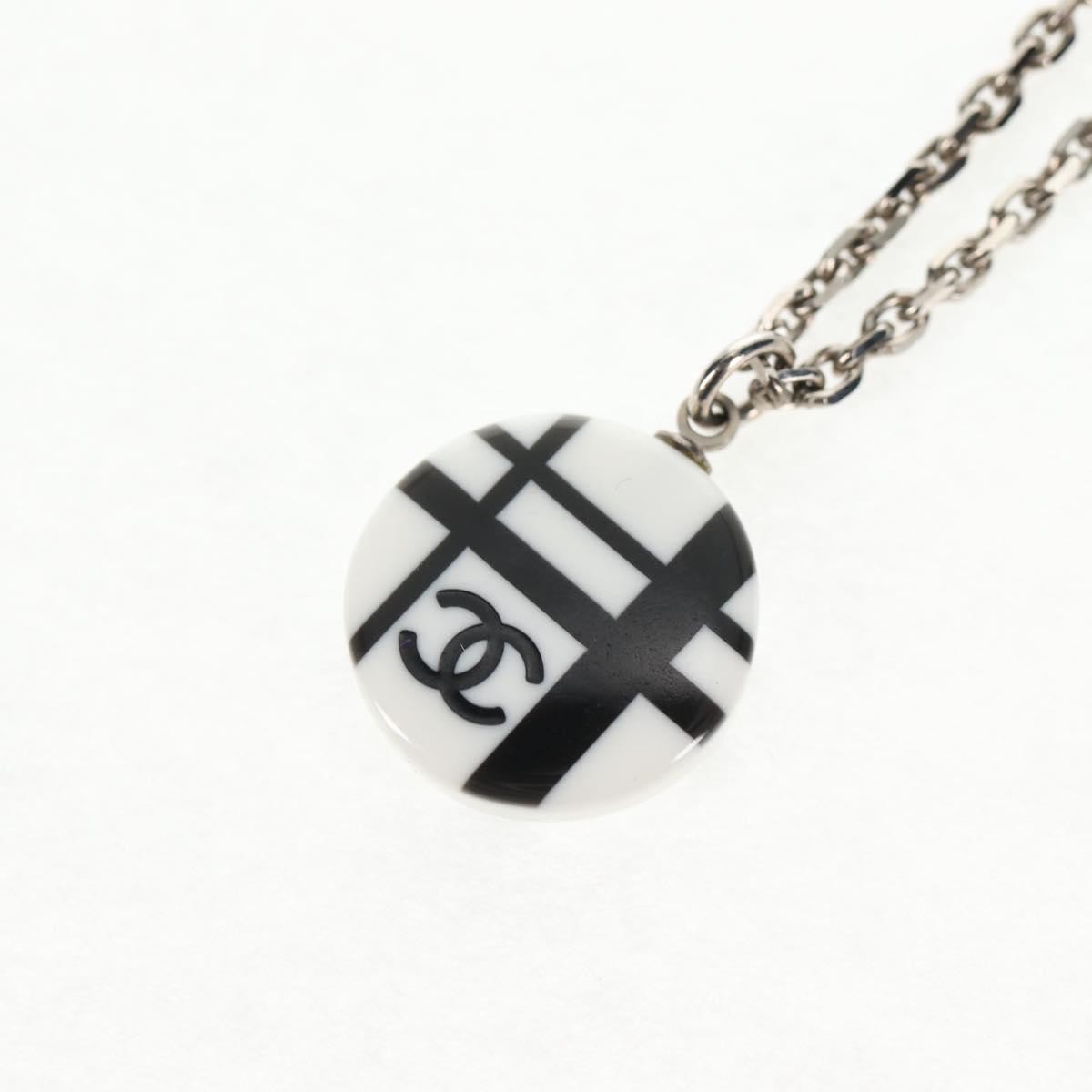 Chanel Vintage CC Pendant Long Necklace Metal, SILVER, METAL, Necklace