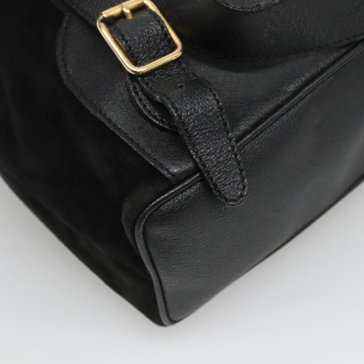 Gucci Vintage Bamboo Backpack Suede and Leather, Black, Suede, Backpack