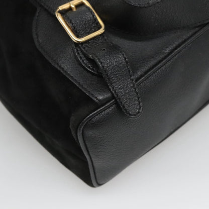 Gucci Vintage Bamboo Backpack Suede and Leather, Black, Suede, Backpack