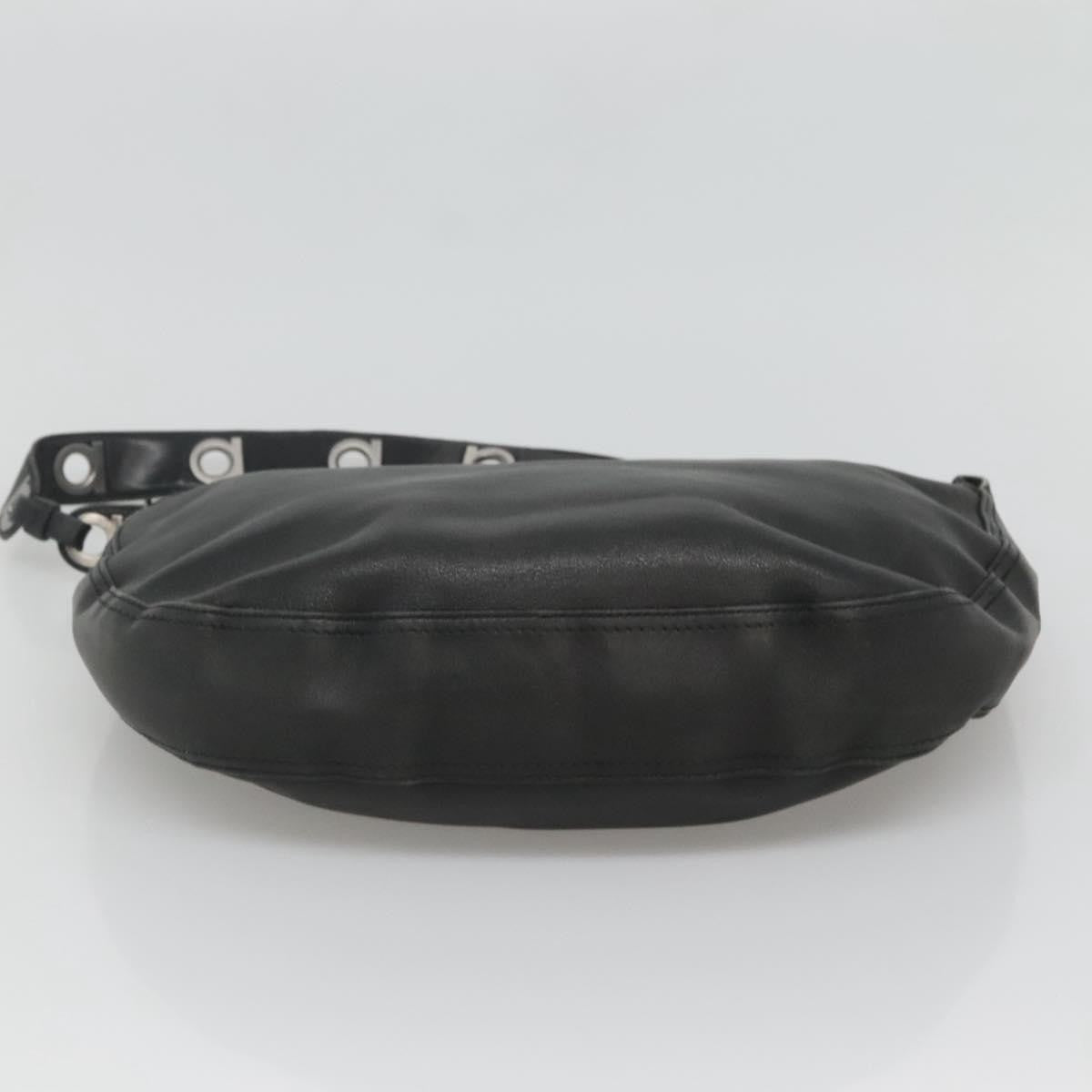 Salvatore Ferragamo Gancini Shoulder Bag Leather, BLACK, LEATHER, Shoulder bag