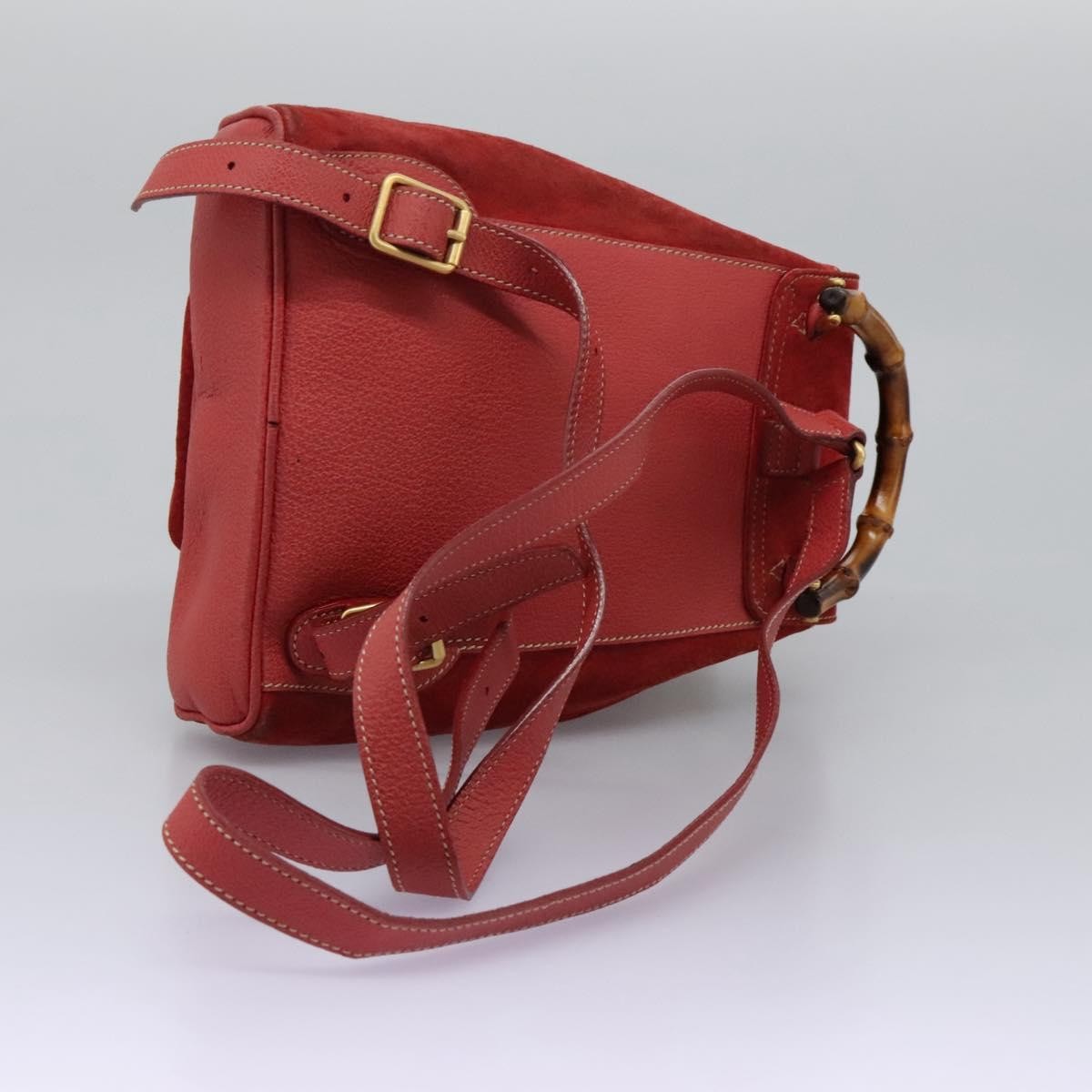 Gucci Gucci bamboo backpack daim, Red, Suede, Backpack