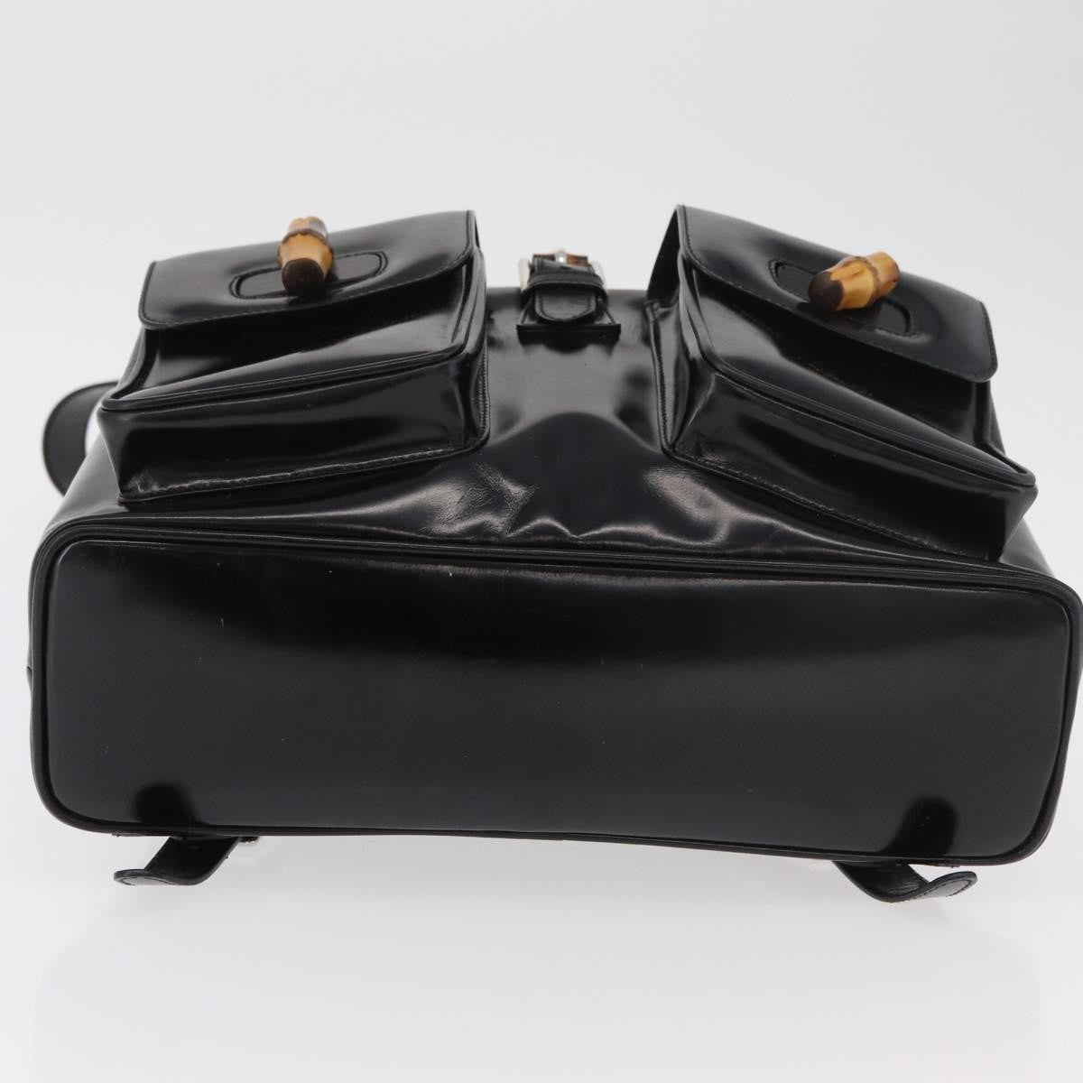 Gucci Vintage Bamboo Backpack Patent leather, Black, Patent Leather, Backpack