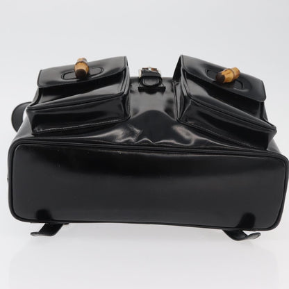 Gucci Vintage Bamboo Backpack Patent leather, Black, Patent Leather, Backpack