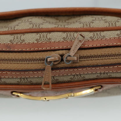 Celine Vintage Macadam Shoulder Bag Canvas and Leather, Beige, Canvas, Shoulder Bag
