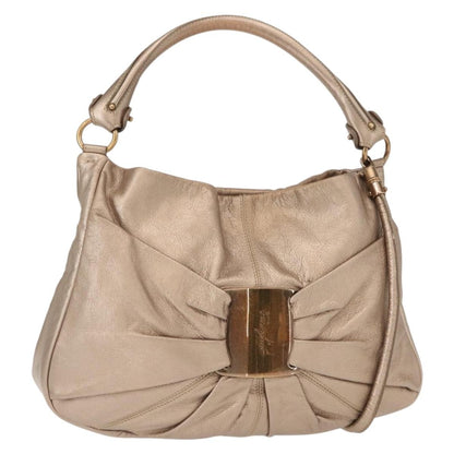Salvatore Ferragamo Miss Vara Hobo Leather, GOLD, LEATHER, Handbag