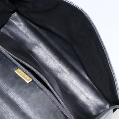 Bally Vintage Flap Handbag Quilted Leather, Black, Leather, Handbag