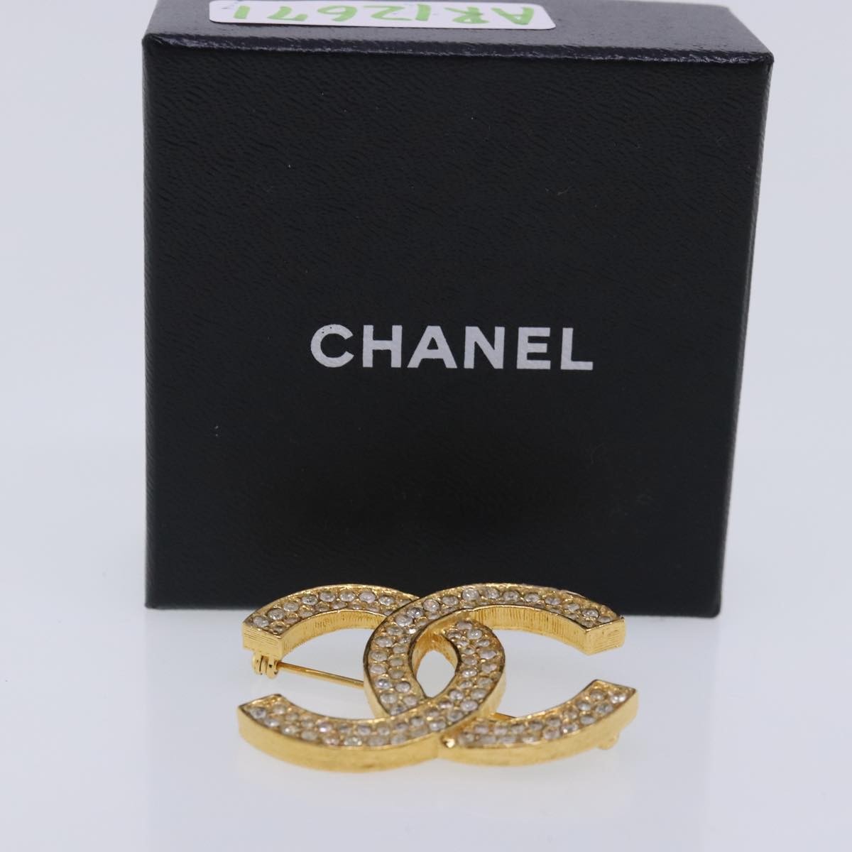 Chanel CC Brooch Metal with Crystals, GOLD, METAL, Brooch