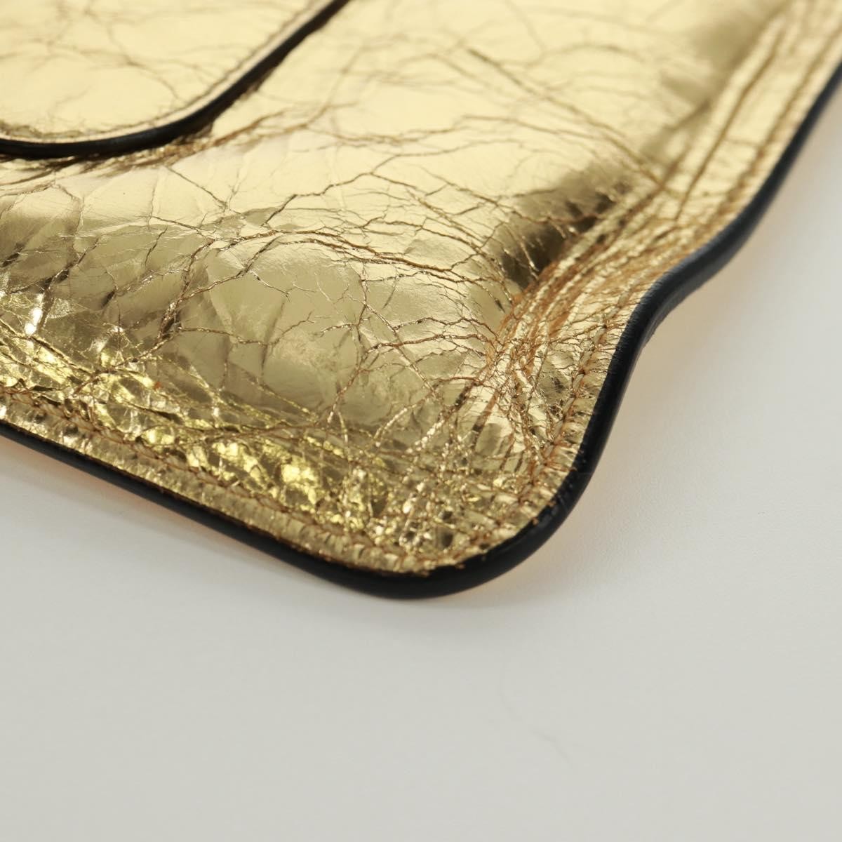 Chanel Feminine Pouch Crinkled Leather, Gold, Leather, Clutch