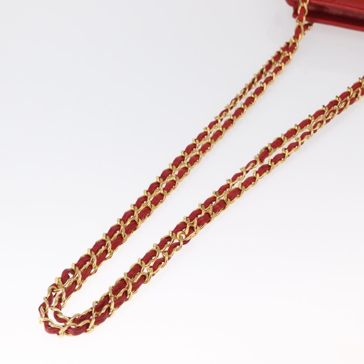 Chanel Vintage Diamond CC Tassel Shoulder Bag Quilted Leather, RED, LEATHER, Shoulder bag
