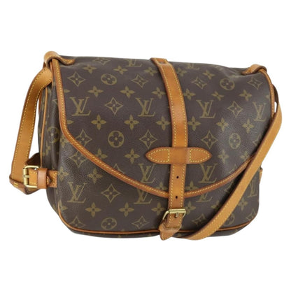 Louis Vuitton Saumur Handbag Monogram Canvas, BROWN, CANVAS, Shoulder bag