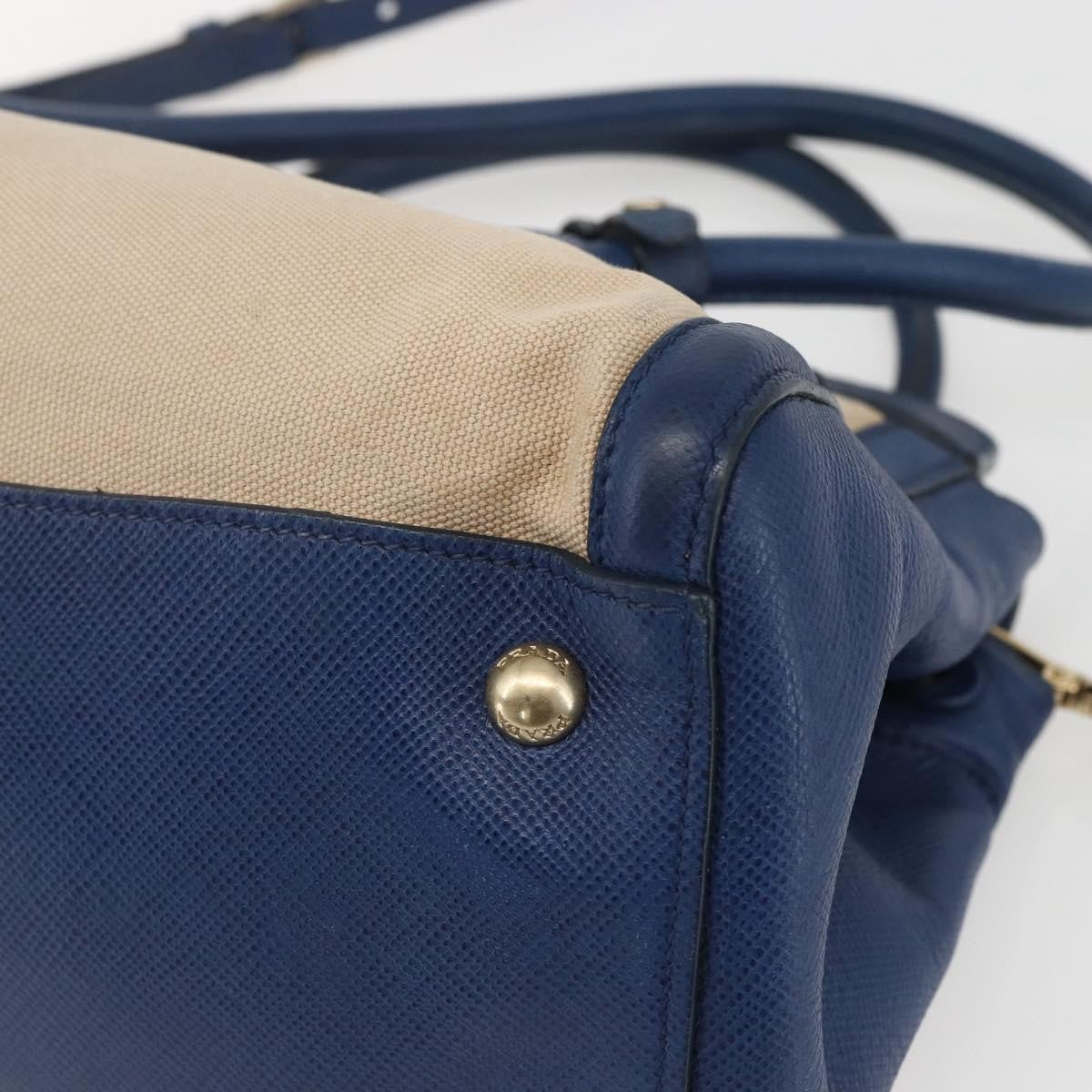 Prada Cuir Frame Convertible Tote Canvas and Saffiano Leather, BEIGE, CANVAS, Tote bag