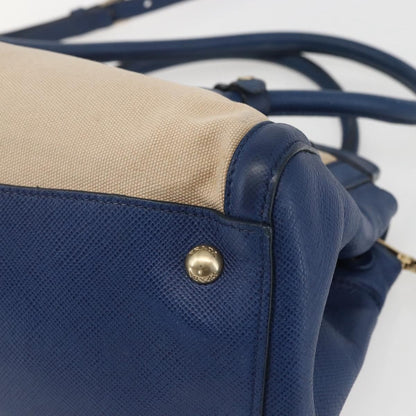 Prada Cuir Frame Convertible Tote Canvas and Saffiano Leather, BEIGE, CANVAS, Tote bag