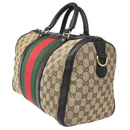 Gucci Vintage Web Boston Bag GG Canvas, BROWN, CANVAS, Handbag