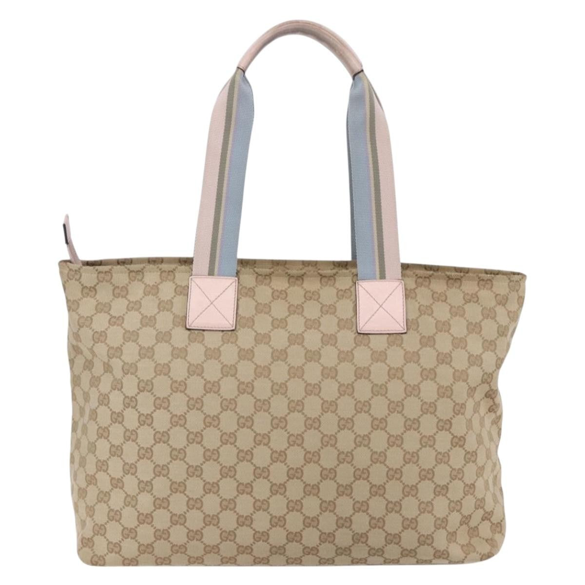 Gucci Diaper Web Strap Tote GG Canvas, BEIGE, CANVAS, Tote bag