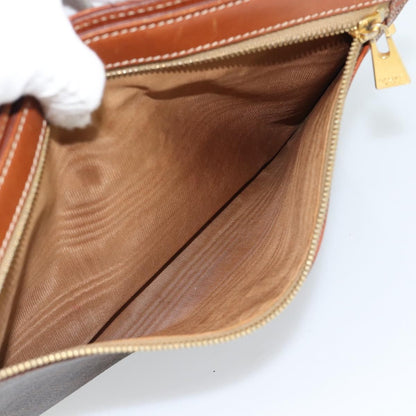 Celine Macadam Pochette Canvas, Brown, Canvas, Clutch