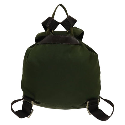 Prada Vela Double Front Pocket Backpack Tessuto with Saffiano Leather, KHAKI, NYLON, Backpack