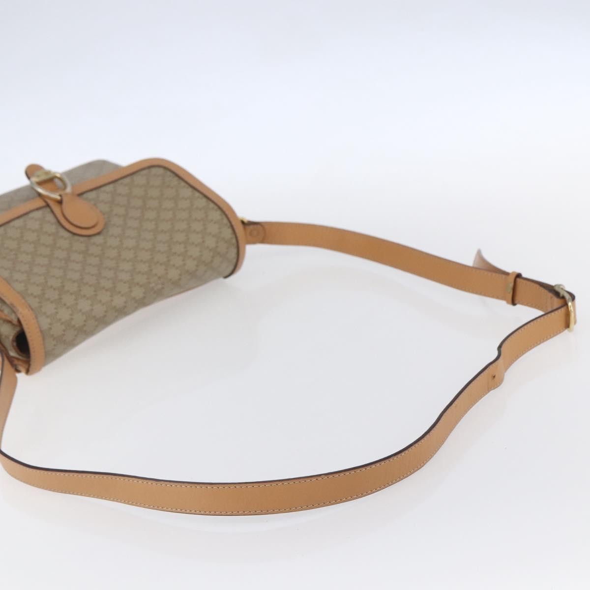 Celine Vintage Macadam Shoulder Bag Canvas and Leather, BEIGE, CANVAS, Shoulder bag