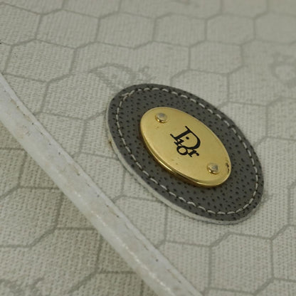 Christian Dior Vintage Honeycomb Flap Crossbody Bag Coated Canvas, WHITE, CANVAS, Crossbody bag