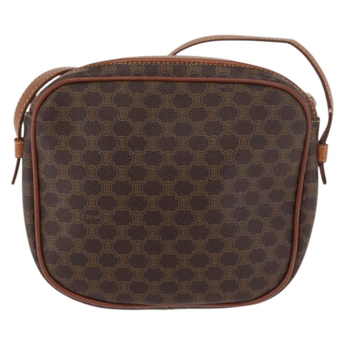 Celine Vintage Macadam Shoulder Bag Canvas, Brown, PVC, Shoulder Bag