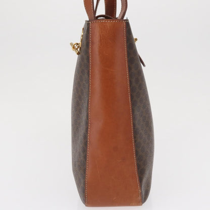 Celine Vintage Macadam Shoulder Bag Canvas and Leather, BROWN, CANVAS, Shoulder bag