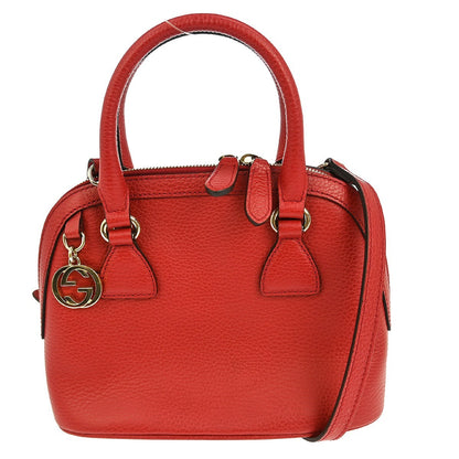 Gucci Convertible Dome Satchel Leather, Red, Leather, Handbag