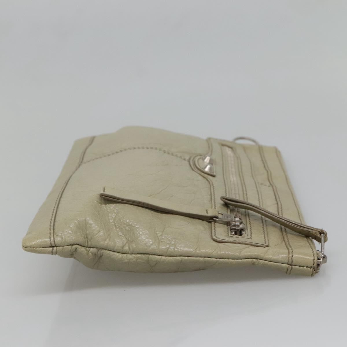 Balenciaga Classic City Clip Pouch Leather, BEIGE, LEATHER, Clutche & pouche