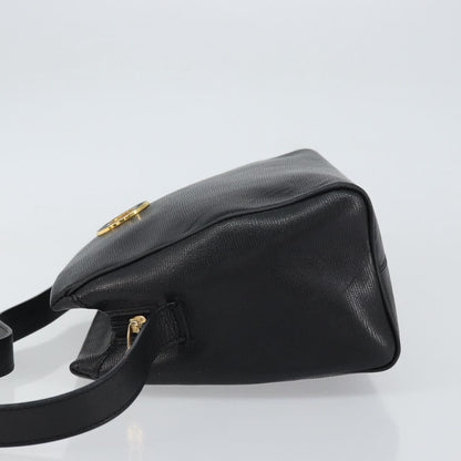 Celine Circle Logo Shoulder Bag Leather, BLACK, LEATHER, Shoulder bag
