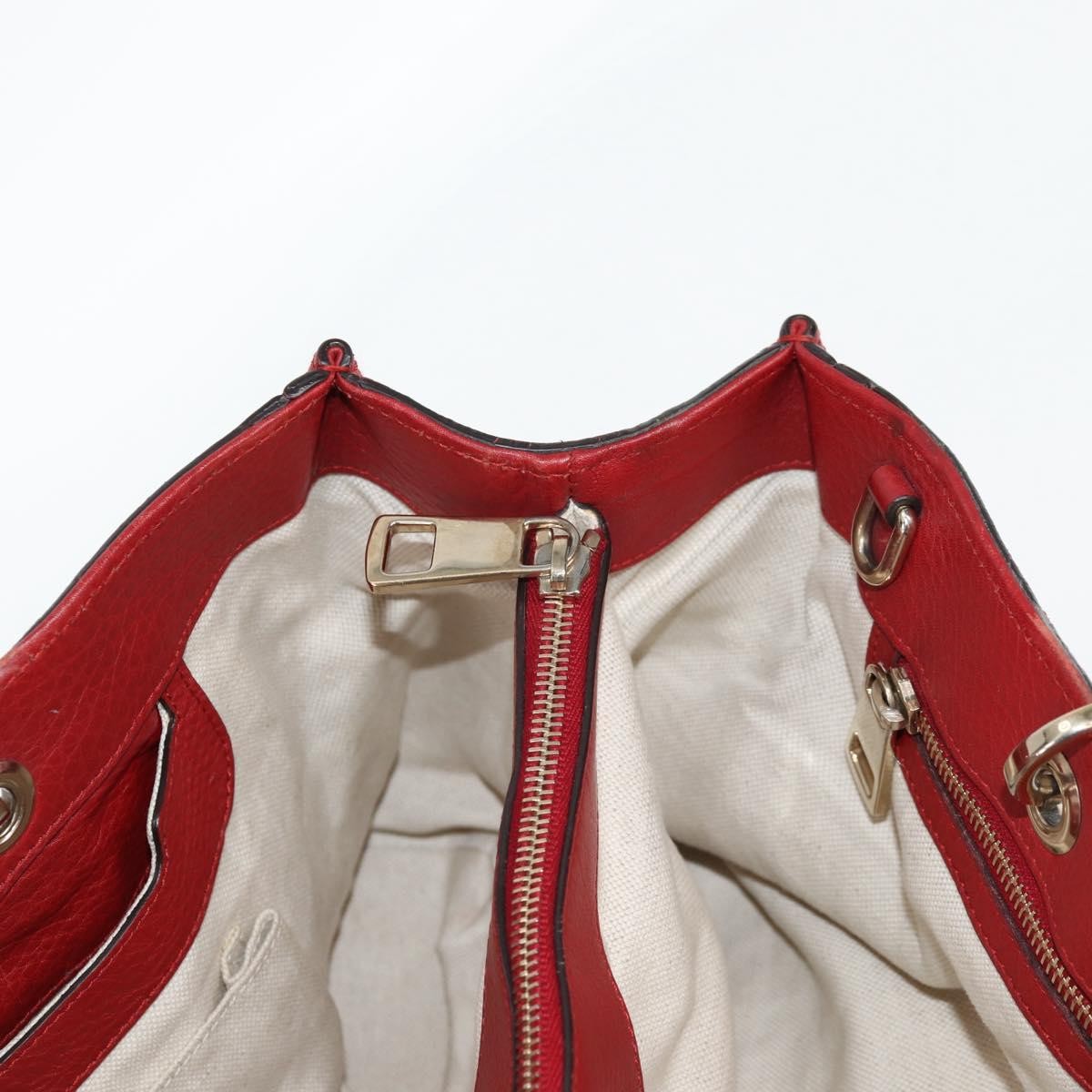 Gucci Bamboo Shopper Tote Leather, RED, LEATHER, Tote bag