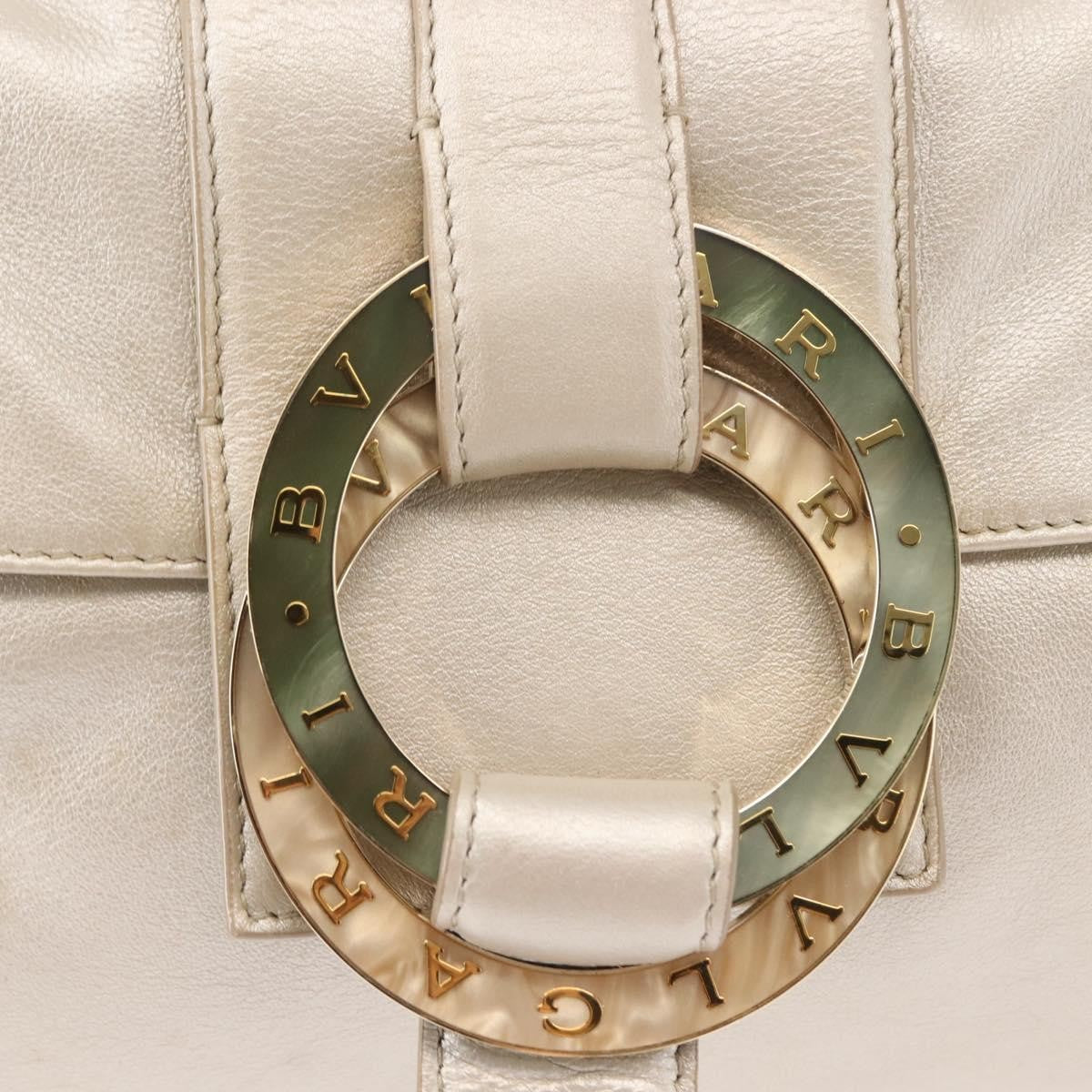 Bvlgari Chandra Flap Shoulder Bag Leather, Silver, Leather, Shoulder Bag