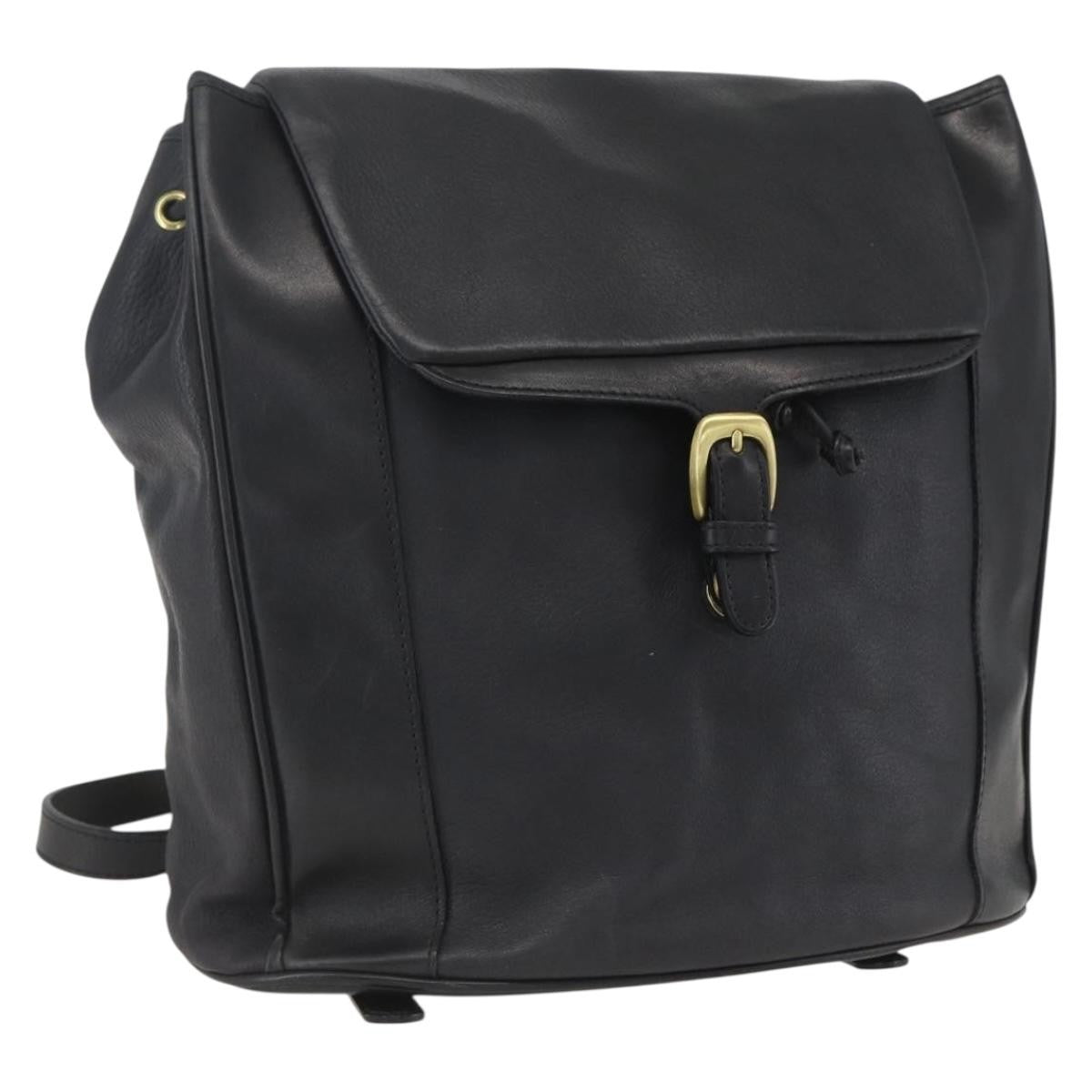 Bally Vintage Backpack Leather, Black, Leather, Backpack