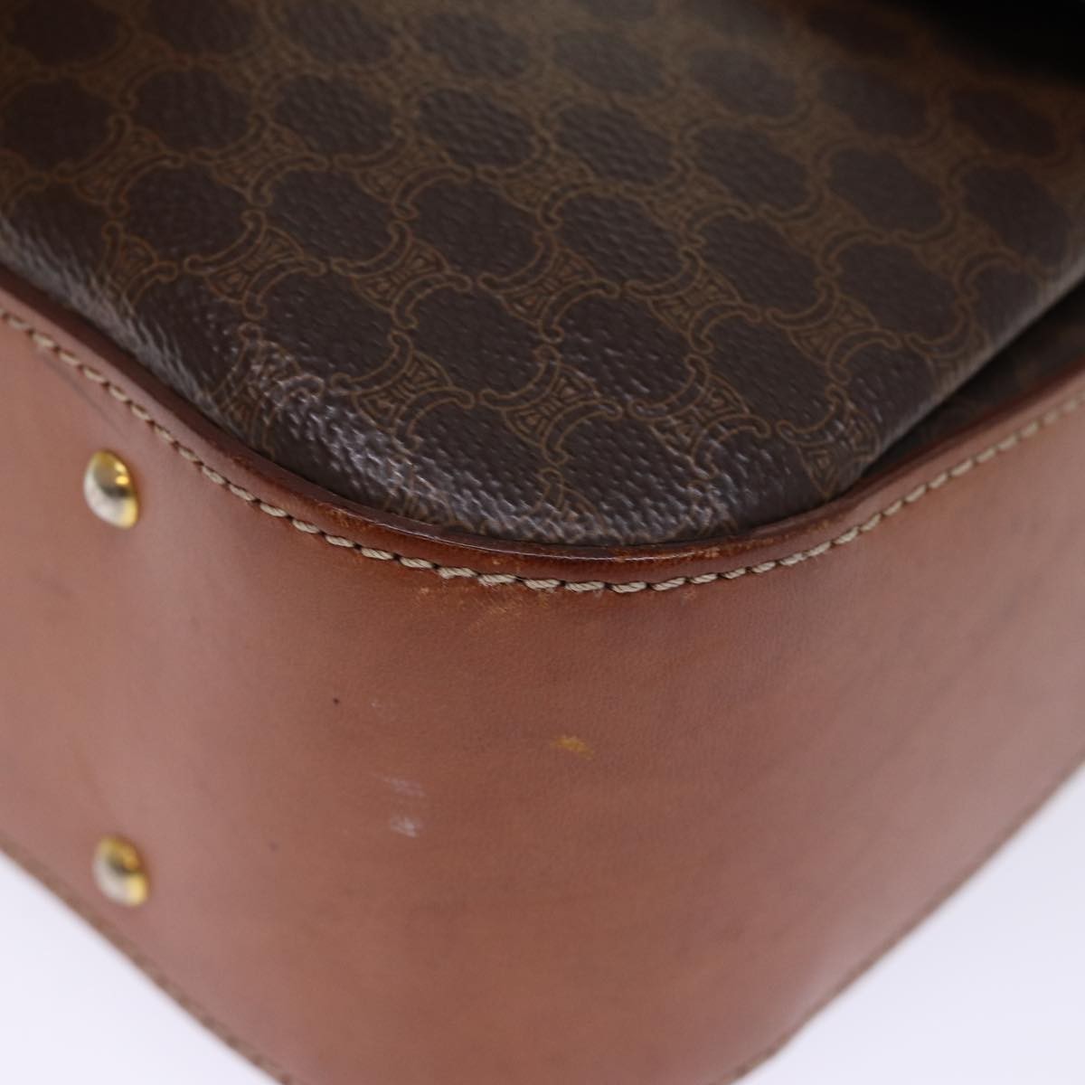 Celine Vintage Convertible Top Handle Bag Macadam Coated Canvas, BROWN, CANVAS, Handbag