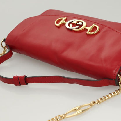 Gucci Zumi Shoulder Bag Leather, RED, LEATHER, Shoulder bag