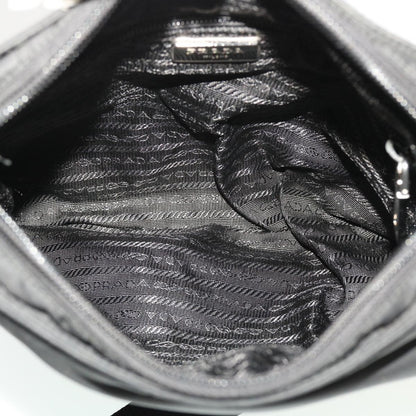 Prada Zip Messenger Bag Horizontal Quilt Tessuto, BLACK, NYLON, Shoulder bag
