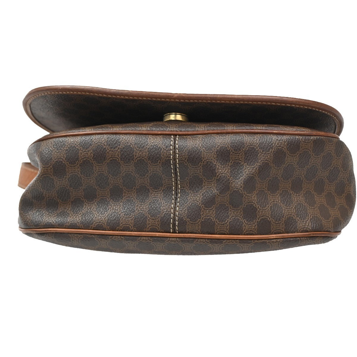 Celine Vintage Macadam Shoulder Bag Canvas and Leather, BROWN, CANVAS, Shoulder bag